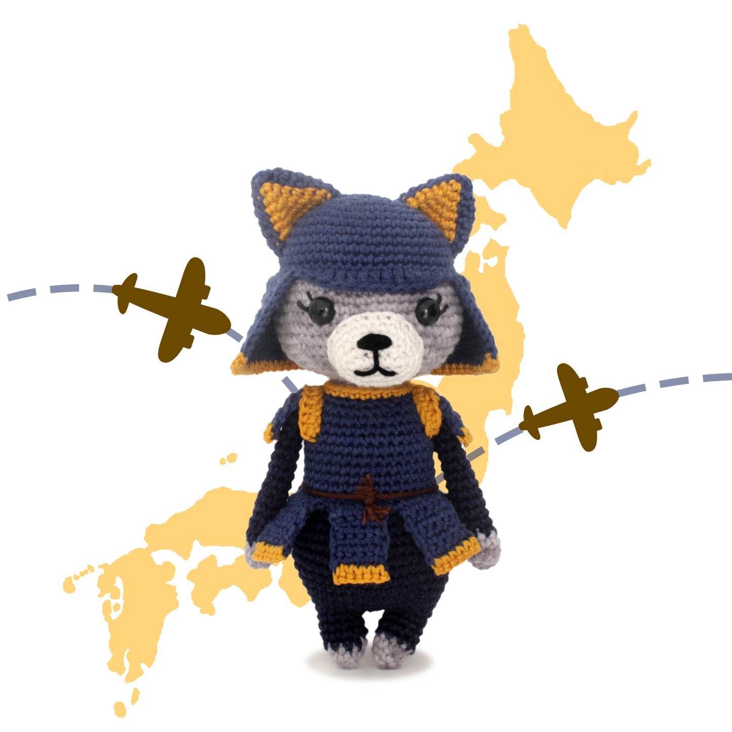 Chat samouraï patron crochet, Katsu la chatte Japonaise